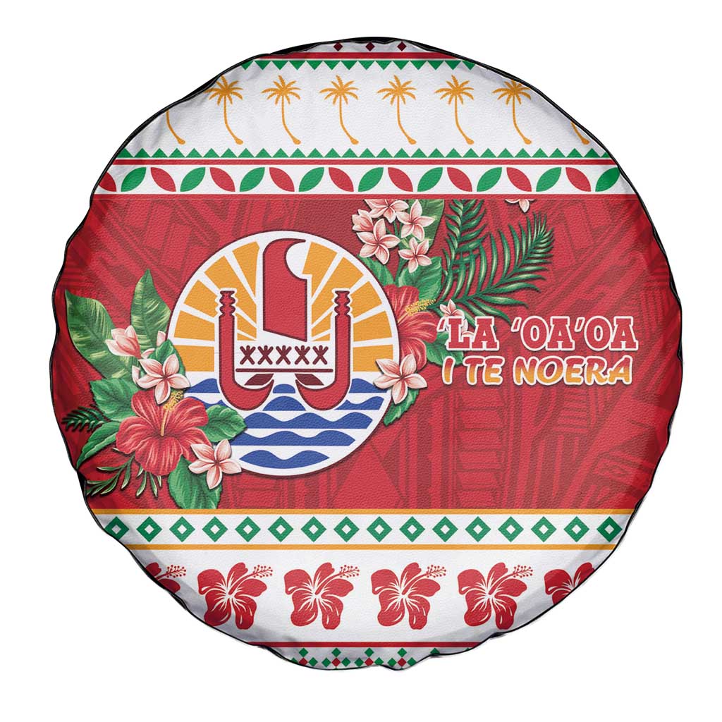 French Polynesia Christmas Spare Tire Cover Coat Of Arms Merry Xmas LT05 - Polynesian Pride