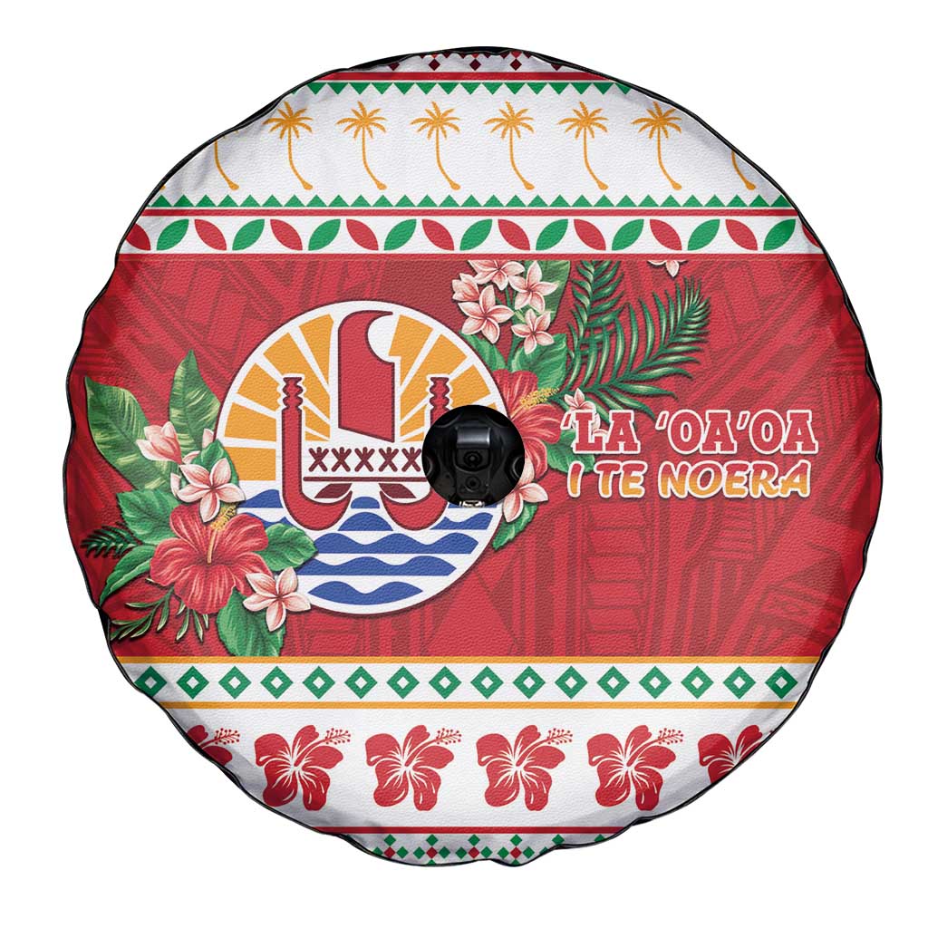 French Polynesia Christmas Spare Tire Cover Coat Of Arms Merry Xmas LT05 - Polynesian Pride