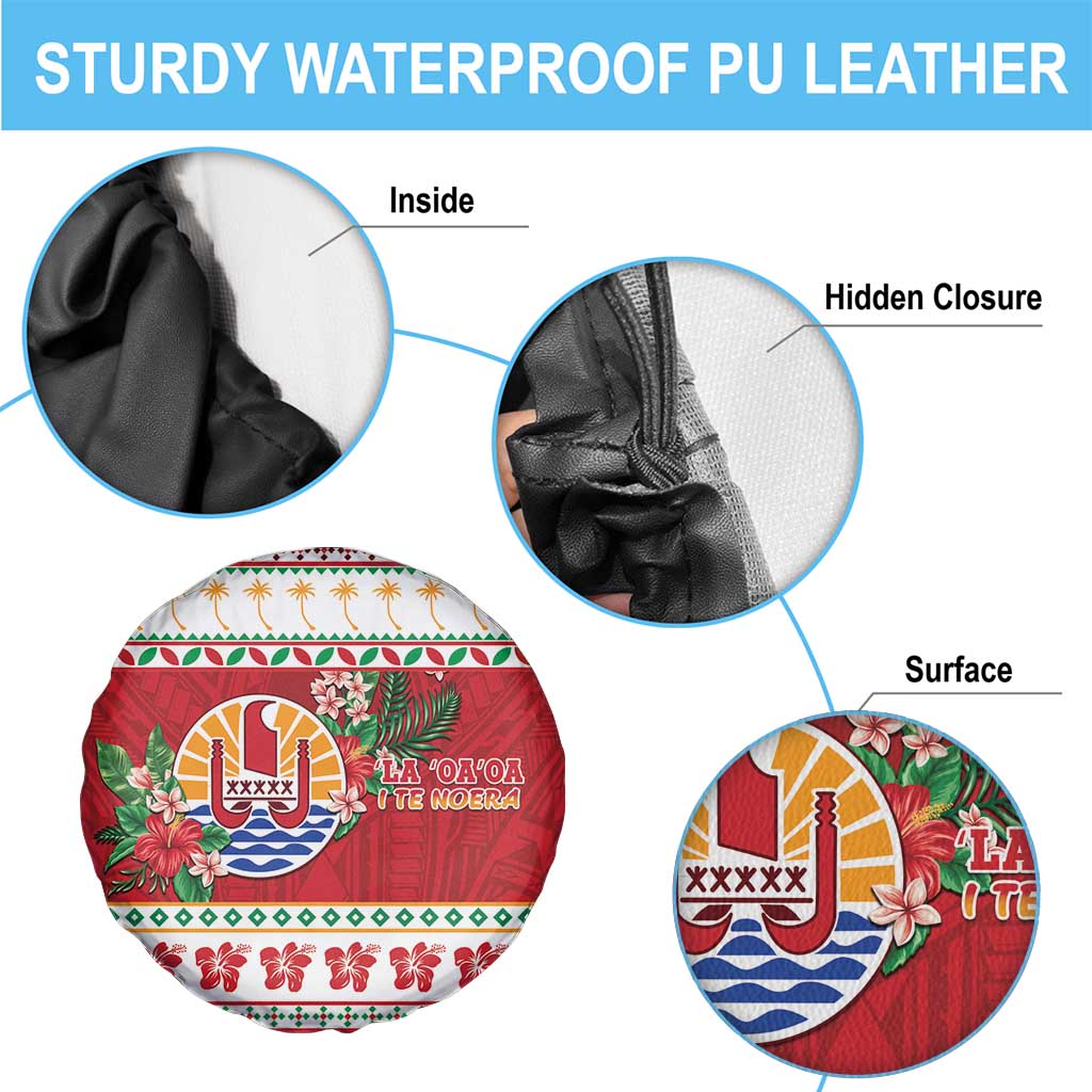 French Polynesia Christmas Spare Tire Cover Coat Of Arms Merry Xmas LT05 - Polynesian Pride