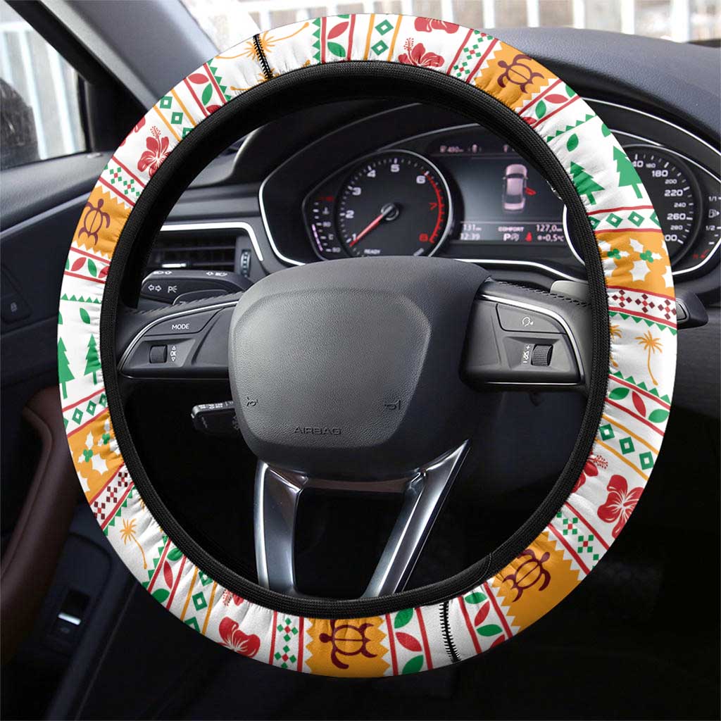 French Polynesia Christmas Steering Wheel Cover Coat Of Arms Merry Xmas LT05 - Polynesian Pride
