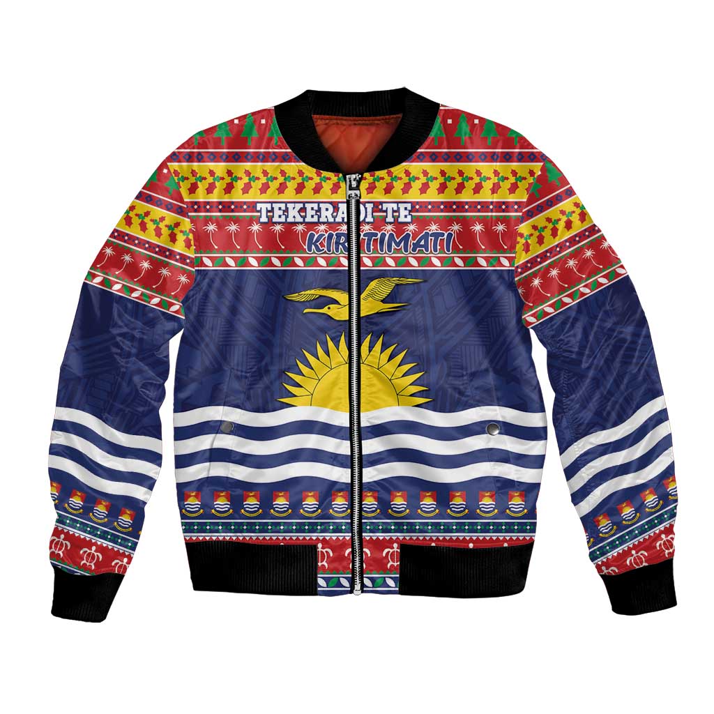 Kiribati Christmas Bomber Jacket Coat Of Arms Tekeraoi Te Kiritimati