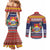 Kiribati Christmas Couples Matching Mermaid Dress and Long Sleeve Button Shirt Coat Of Arms Tekeraoi Te Kiritimati