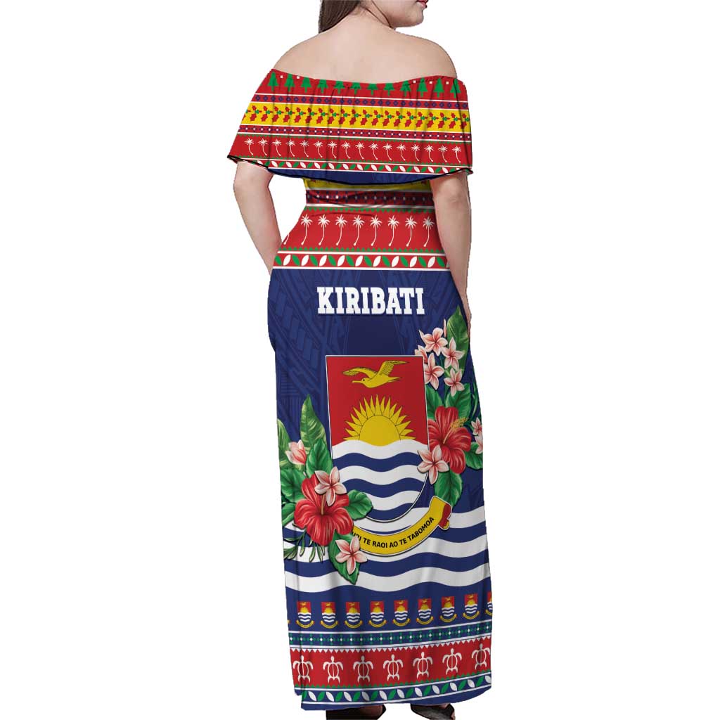 Kiribati Christmas Family Matching Off Shoulder Maxi Dress and Hawaiian Shirt Coat Of Arms Tekeraoi Te Kiritimati
