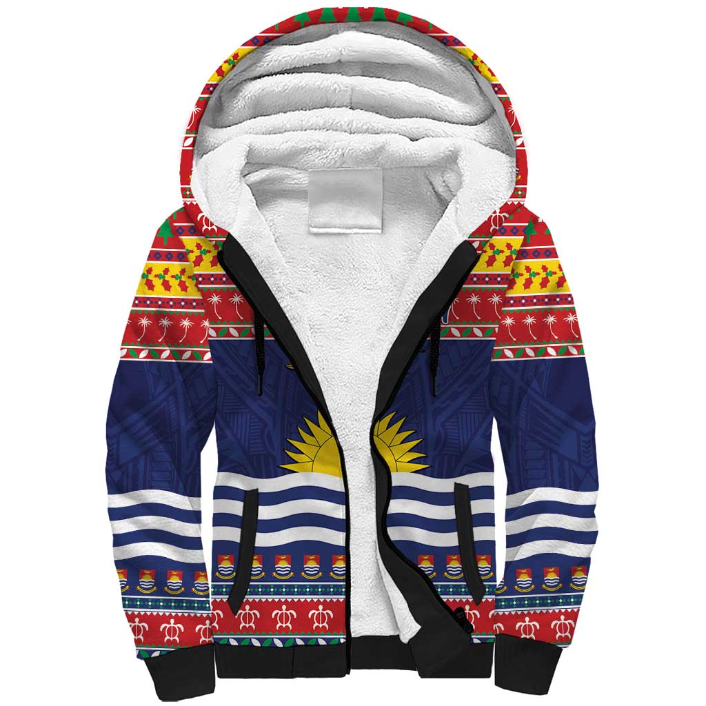 Kiribati Christmas Sherpa Hoodie Coat Of Arms Tekeraoi Te Kiritimati