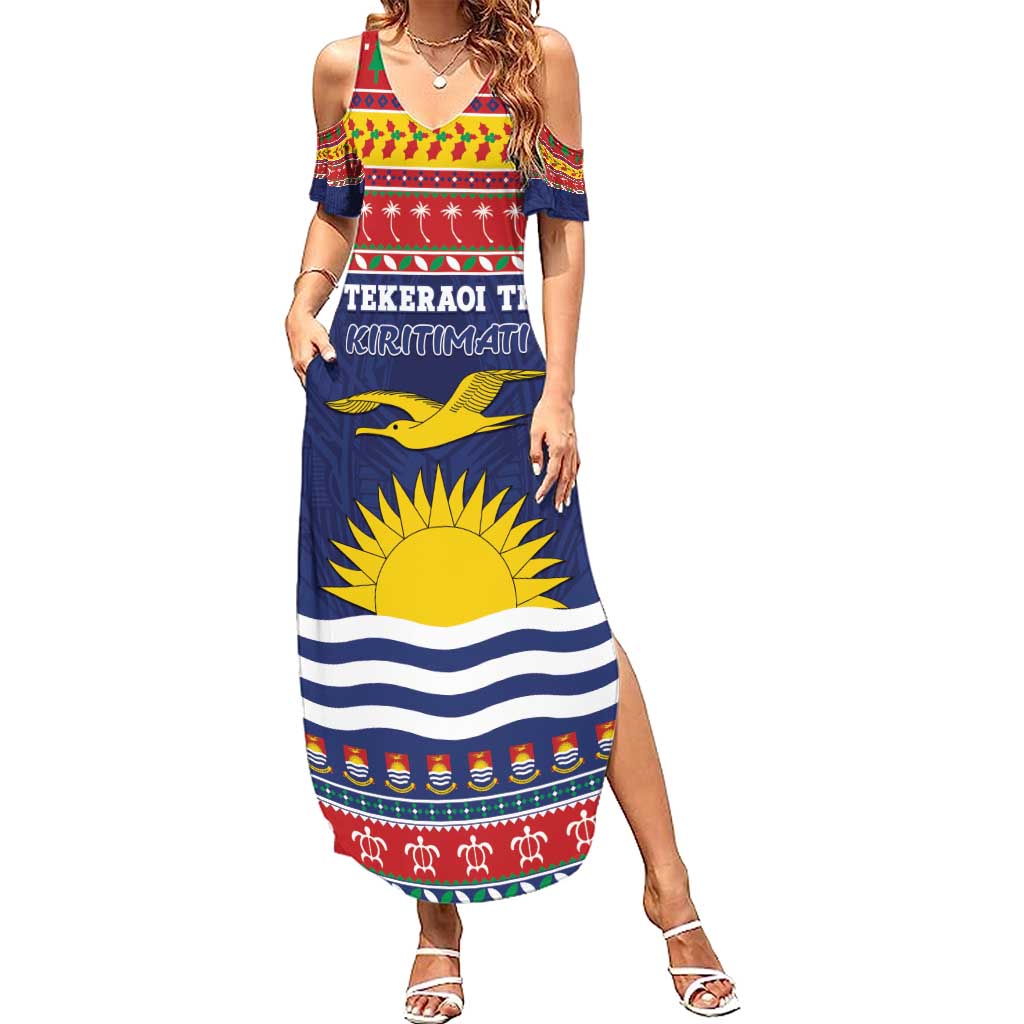 Kiribati Christmas Summer Maxi Dress Coat Of Arms Tekeraoi Te Kiritimati