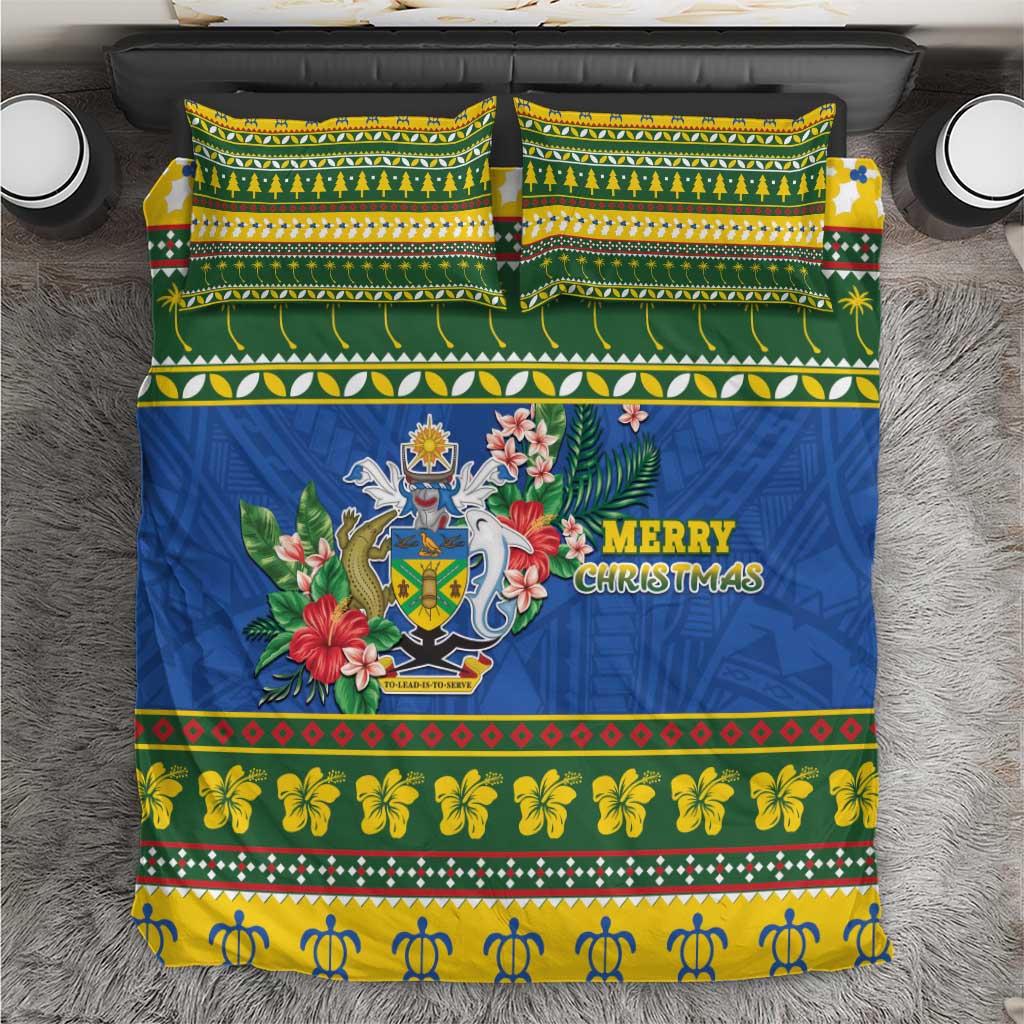 Solomon Islands Christmas Bedding Set Coat Of Arms Merry Xmas