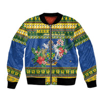 Solomon Islands Christmas Bomber Jacket Coat Of Arms Merry Xmas