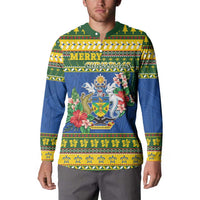 Solomon Islands Christmas Button Sweatshirt Coat Of Arms Merry Xmas