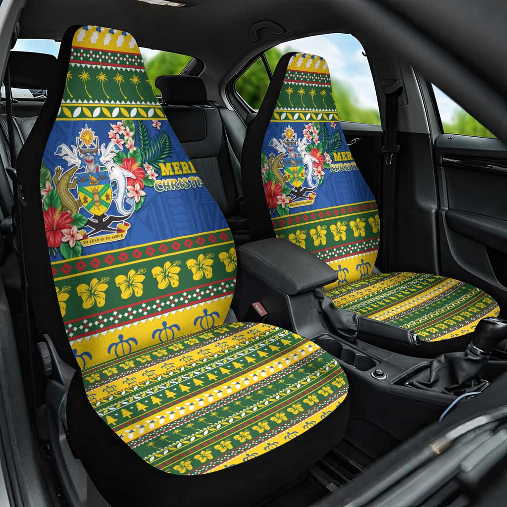 Solomon Islands Christmas Car Seat Cover Coat Of Arms Merry Xmas