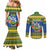 Solomon Islands Christmas Couples Matching Mermaid Dress and Long Sleeve Button Shirt Coat Of Arms Merry Xmas