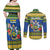 Solomon Islands Christmas Couples Matching Off Shoulder Maxi Dress and Long Sleeve Button Shirt Coat Of Arms Merry Xmas