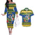 Solomon Islands Christmas Couples Matching Off The Shoulder Long Sleeve Dress and Hawaiian Shirt Coat Of Arms Merry Xmas