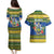 Solomon Islands Christmas Couples Matching Puletasi and Hawaiian Shirt Coat Of Arms Merry Xmas