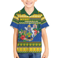 Solomon Islands Christmas Family Matching Off Shoulder Maxi Dress and Hawaiian Shirt Coat Of Arms Merry Xmas