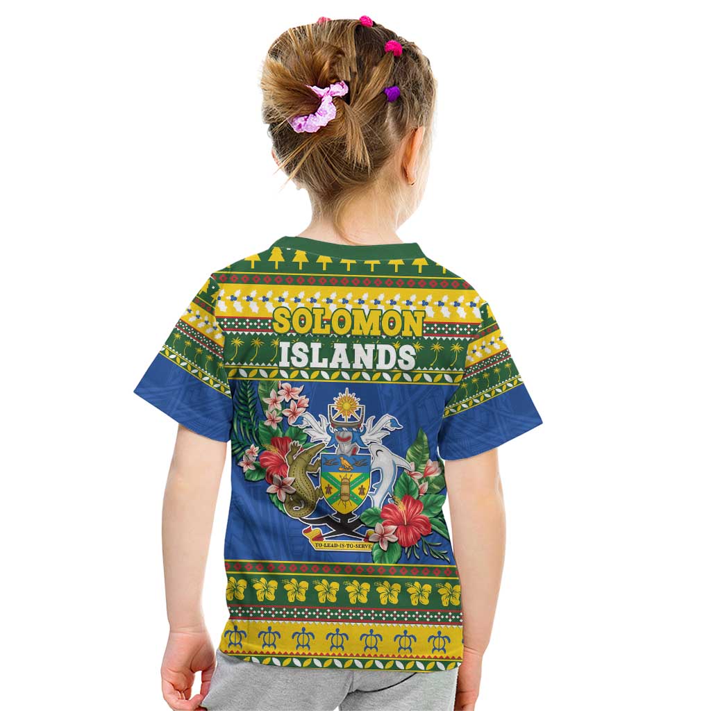 Solomon Islands Christmas Kid T Shirt Coat Of Arms Merry Xmas