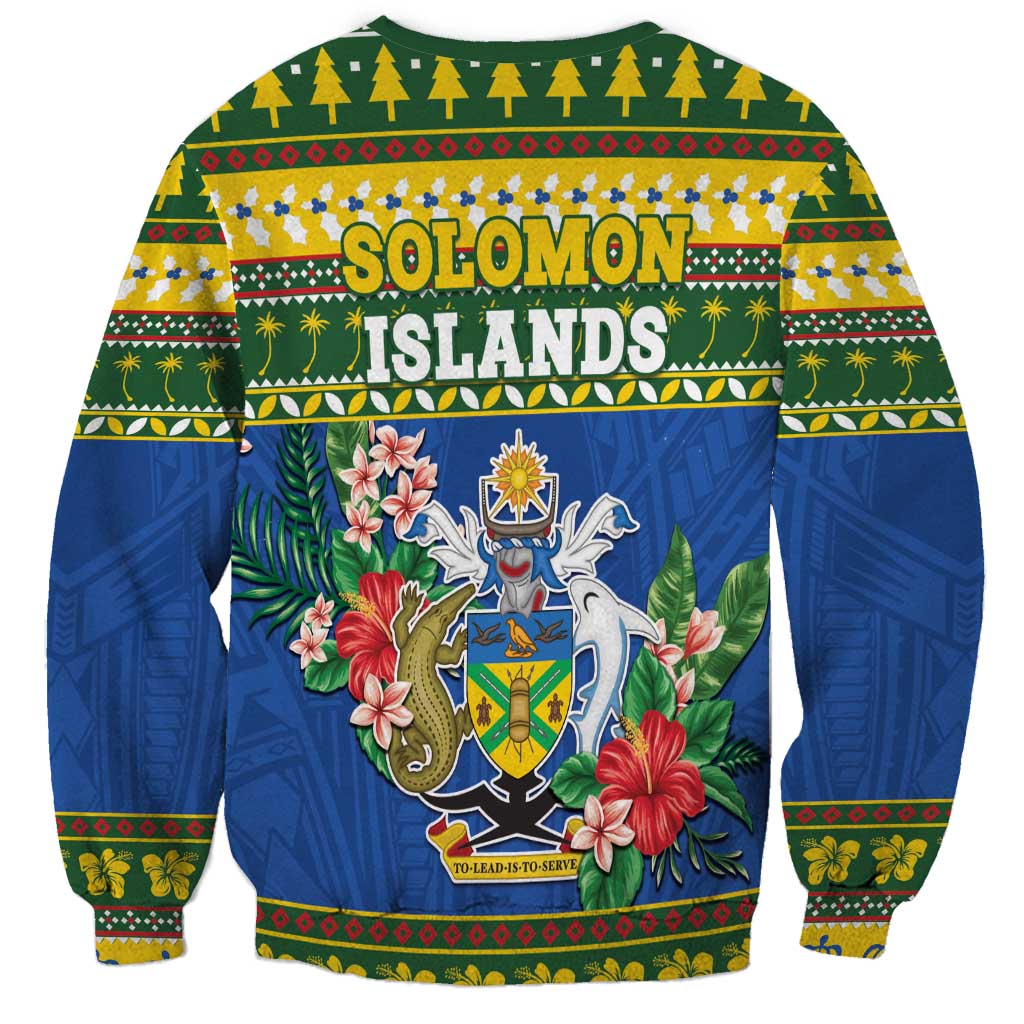 Solomon Islands Christmas Sweatshirt Coat Of Arms Merry Xmas