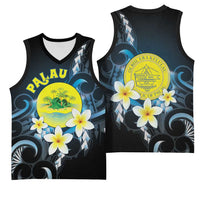 Palau United Nations Day Basketball Jersey Polynesian Curves Plumeria - Polynesian Pride