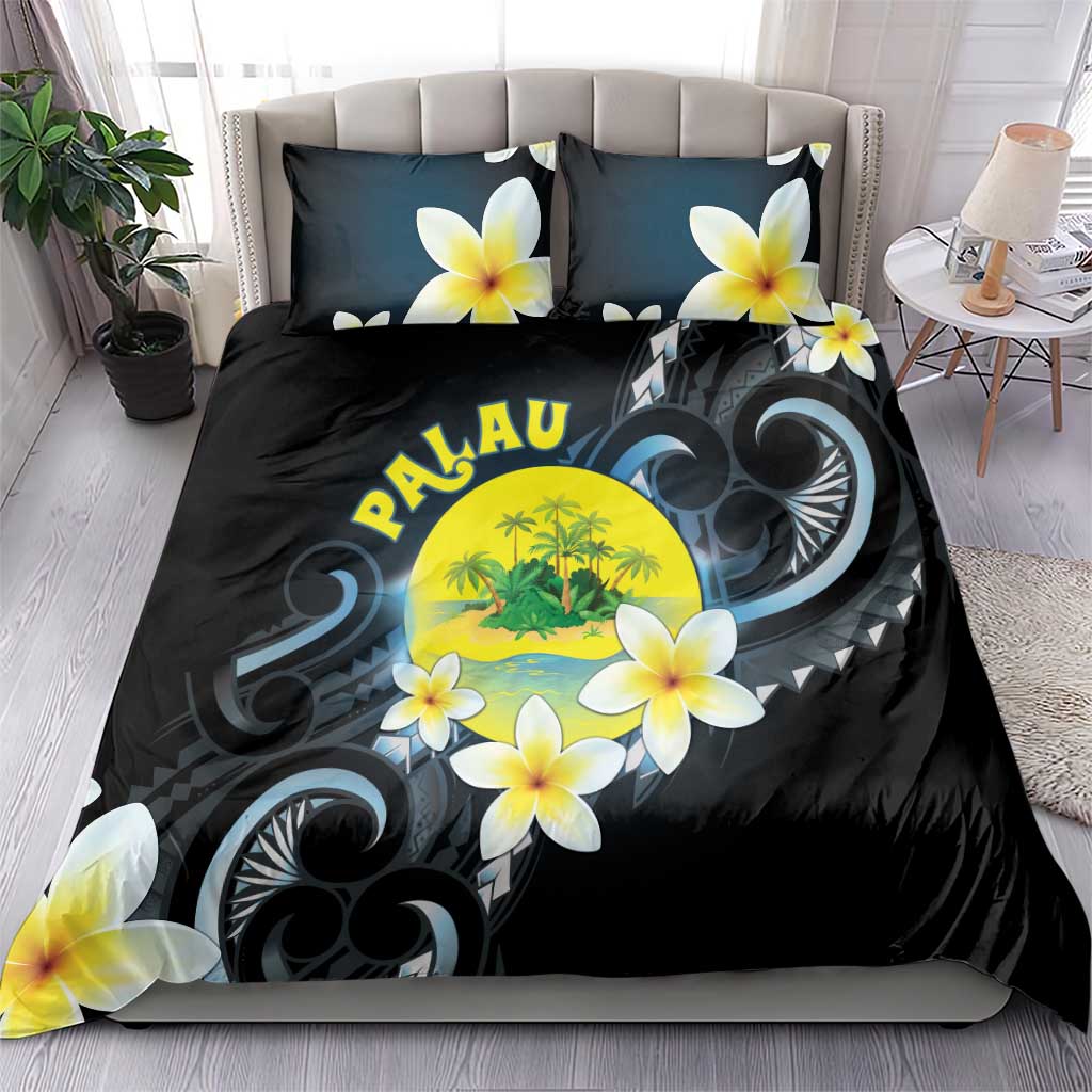 Palau United Nations Day Bedding Set Polynesian Curves Plumeria - Polynesian Pride