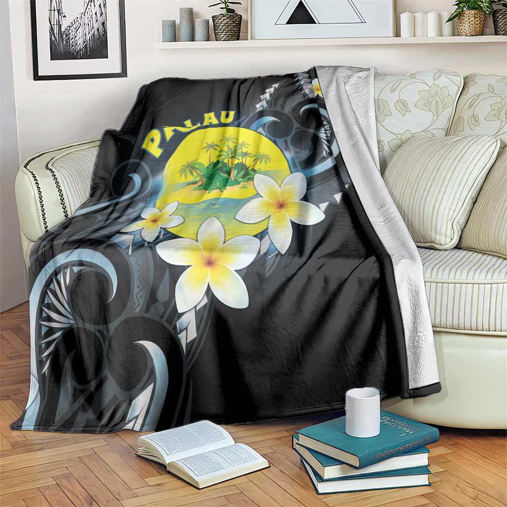 Palau United Nations Day Blanket Polynesian Curves Plumeria - Polynesian Pride