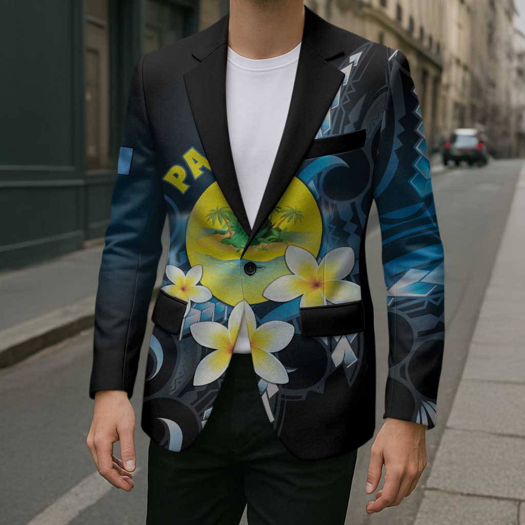 Palau United Nations Day Blazer Polynesian Curves Plumeria - Polynesian Pride