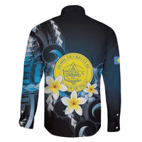 Palau United Nations Day Family Matching Short Sleeve Bodycon Dress and Hawaiian Shirt Polynesian Curves Plumeria - Polynesian Pride
