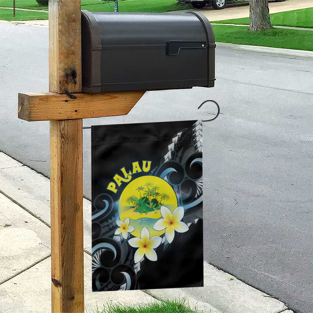 Palau United Nations Day Garden Flag Polynesian Curves Plumeria - Polynesian Pride