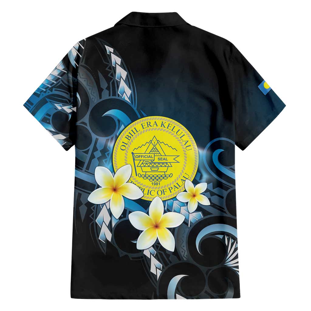 Palau United Nations Day Hawaiian Shirt Polynesian Curves Plumeria - Polynesian Pride