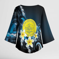 Palau United Nations Day Kimono Sleeve Blouse Polynesian Curves Plumeria - Polynesian Pride