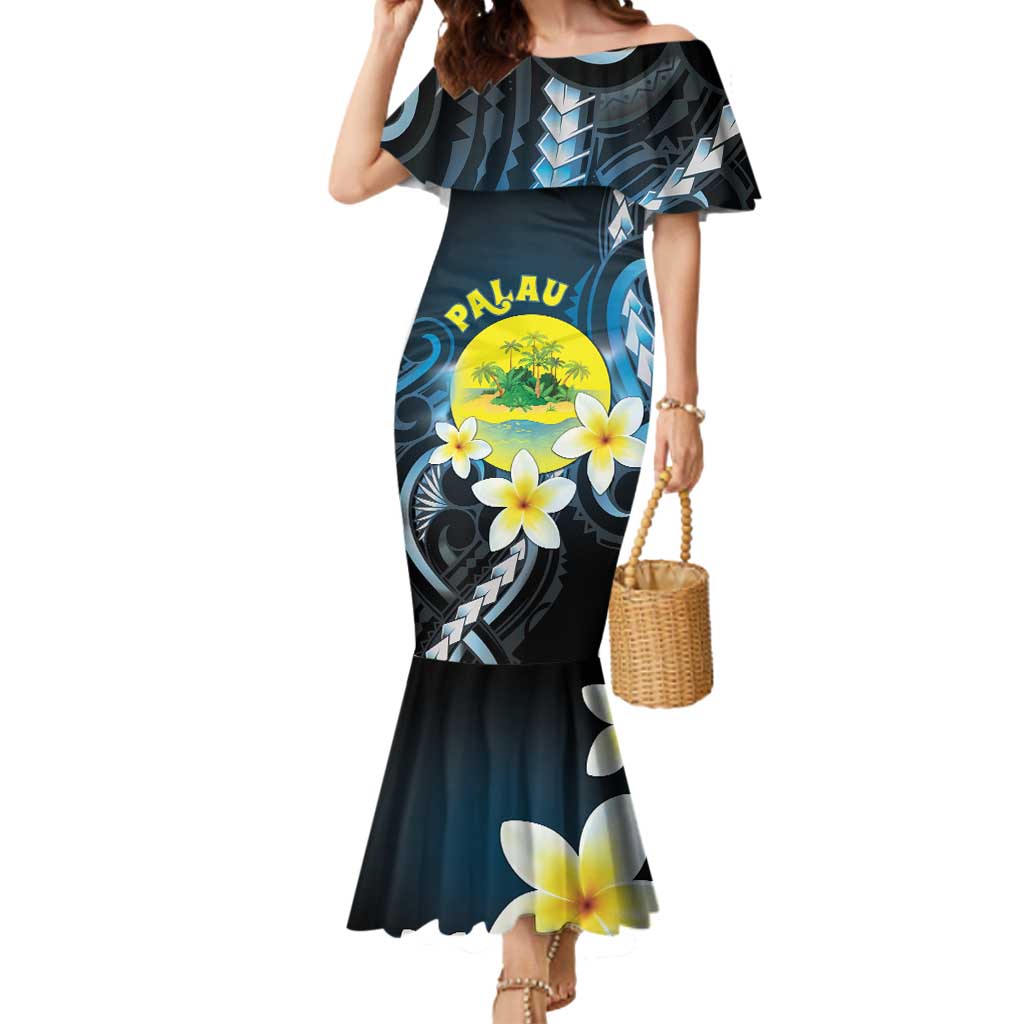 Palau United Nations Day Mermaid Dress Polynesian Curves Plumeria - Polynesian Pride