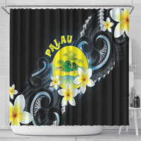 Palau United Nations Day Shower Curtain Polynesian Curves Plumeria - Polynesian Pride