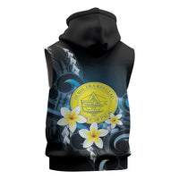 Palau United Nations Day Sleeveless Hoodie Polynesian Curves Plumeria - Polynesian Pride