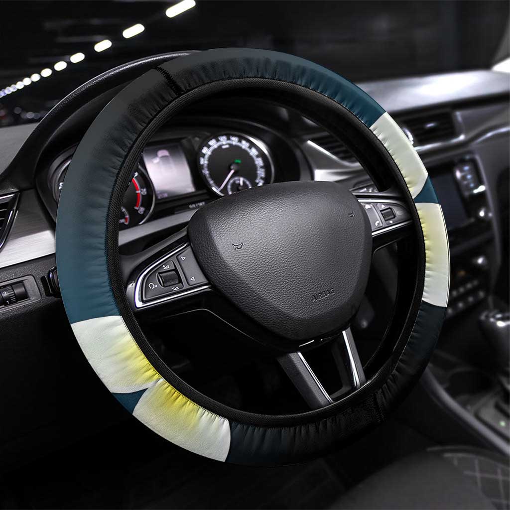 Palau United Nations Day Steering Wheel Cover Polynesian Curves Plumeria - Polynesian Pride