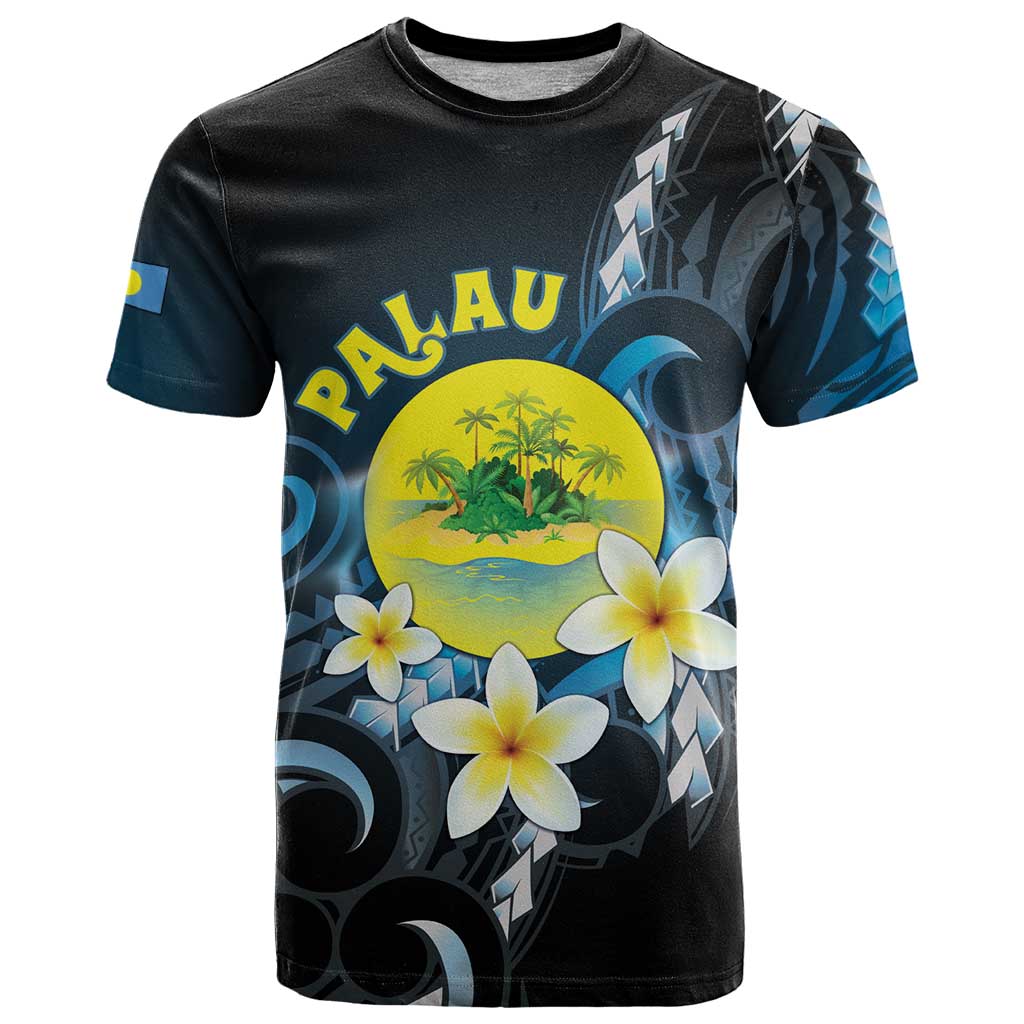 Palau United Nations Day T Shirt Polynesian Curves Plumeria - Polynesian Pride
