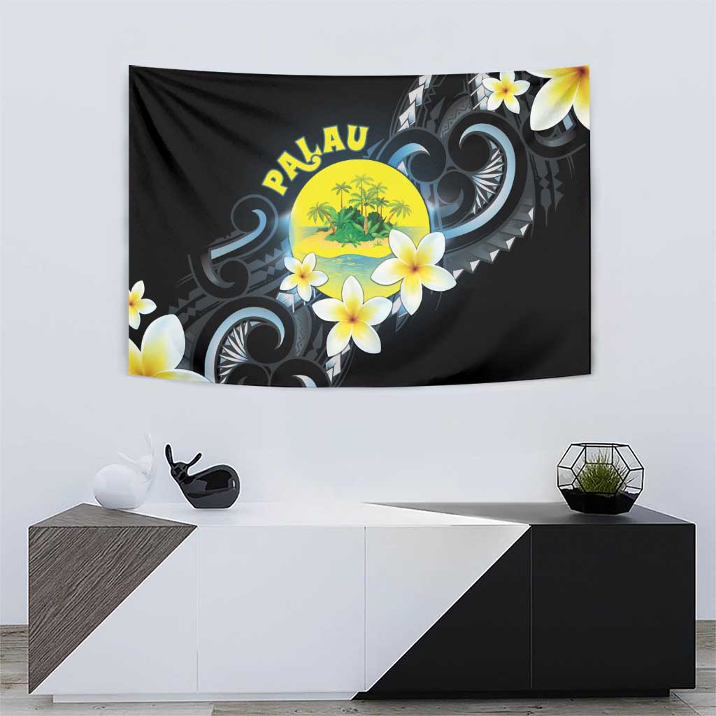 Palau United Nations Day Tapestry Polynesian Curves Plumeria - Polynesian Pride