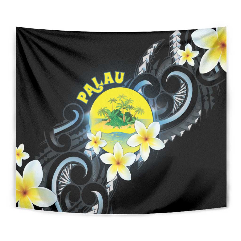 Palau United Nations Day Tapestry Polynesian Curves Plumeria - Polynesian Pride