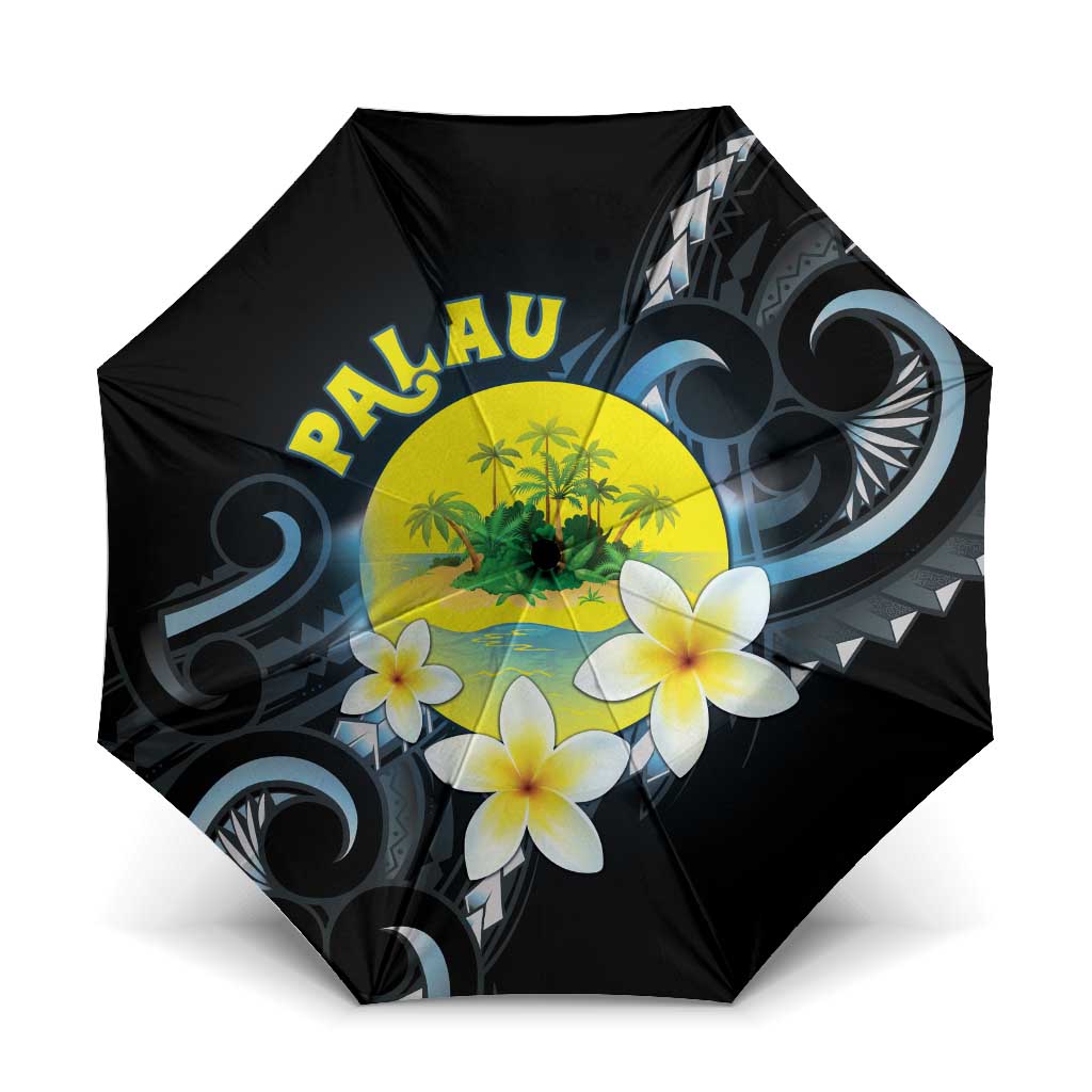 Palau United Nations Day Umbrella Polynesian Curves Plumeria - Polynesian Pride