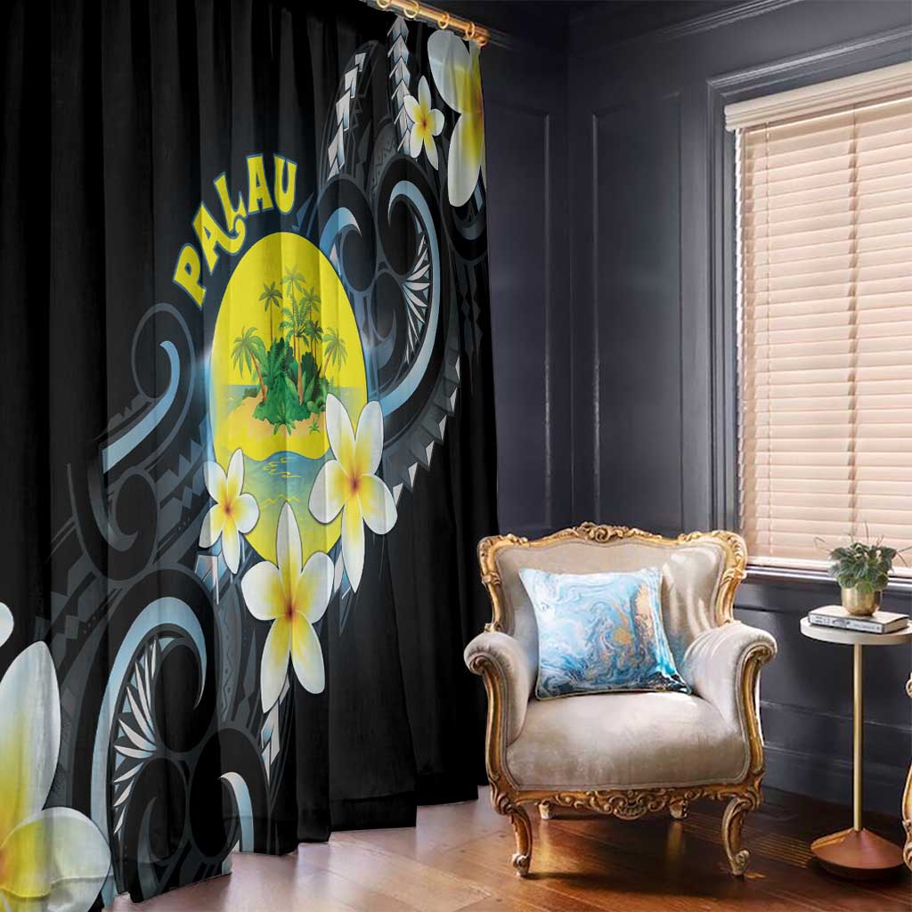 Palau United Nations Day Window Curtain Polynesian Curves Plumeria - Polynesian Pride