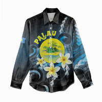 Palau United Nations Day Women Casual Shirt Polynesian Curves Plumeria - Polynesian Pride