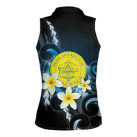 Palau United Nations Day Women Sleeveless Polo Shirt Polynesian Curves Plumeria - Polynesian Pride