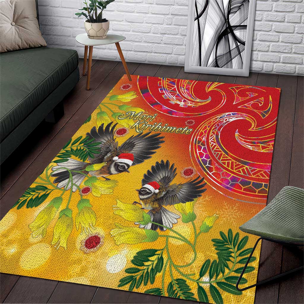 New Zealand Piwakawaka Christmas Area Rug With Maori Pattern