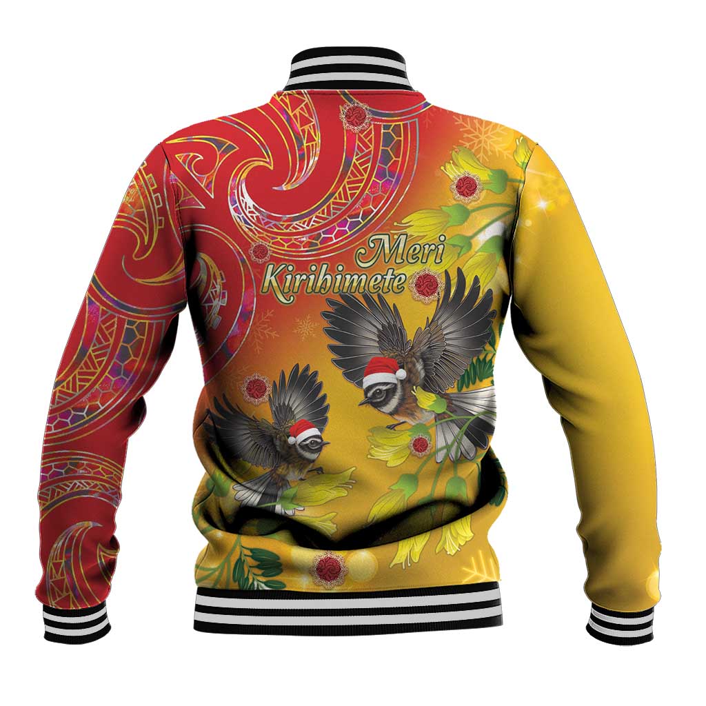 New Zealand Piwakawaka Christmas Baseball Jacket With Maori Pattern LT05 - Polynesian Pride