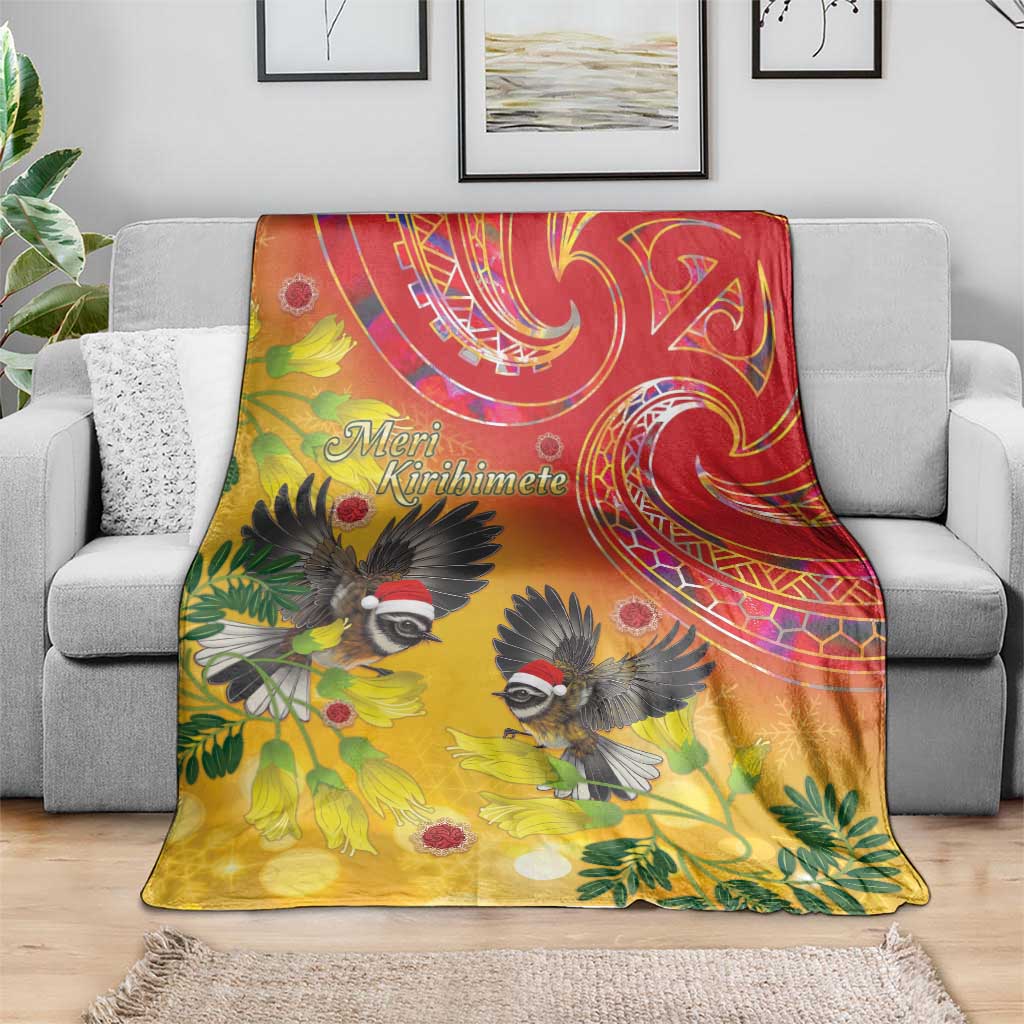 New Zealand Piwakawaka Christmas Blanket With Maori Pattern LT05 - Polynesian Pride