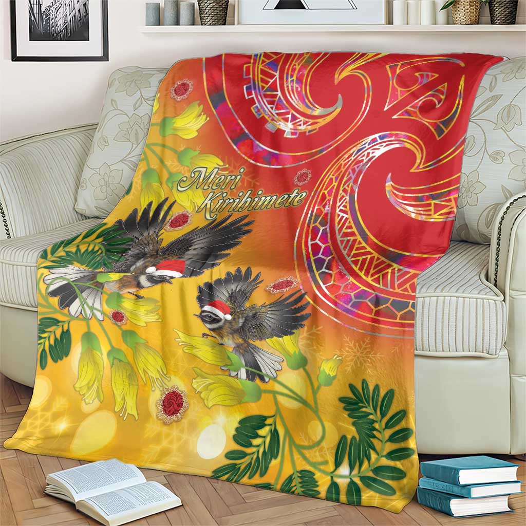 New Zealand Piwakawaka Christmas Blanket With Maori Pattern LT05 - Polynesian Pride