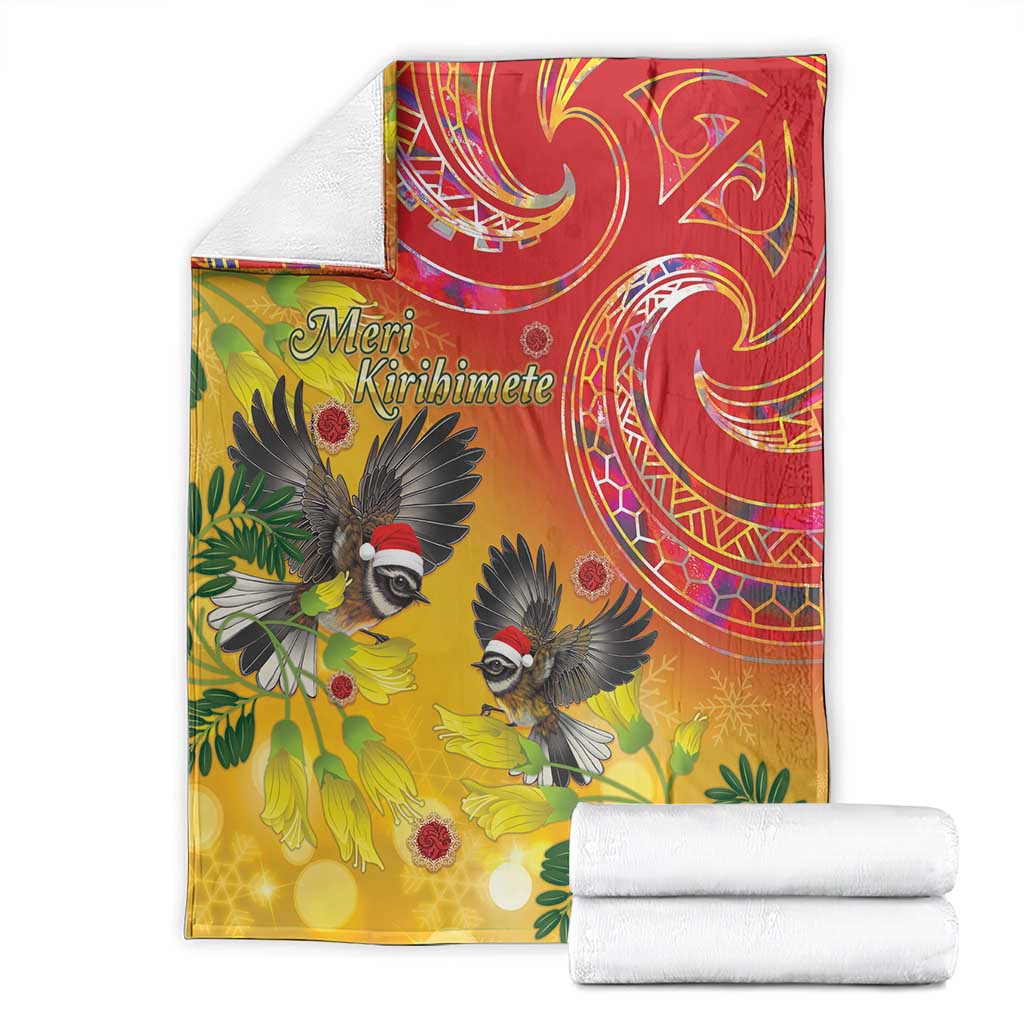 New Zealand Piwakawaka Christmas Blanket With Maori Pattern LT05 - Polynesian Pride