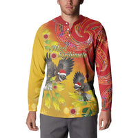 New Zealand Piwakawaka Christmas Button Sweatshirt With Maori Pattern LT05 - Polynesian Pride