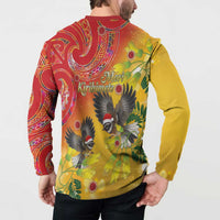 New Zealand Piwakawaka Christmas Button Sweatshirt With Maori Pattern LT05 - Polynesian Pride