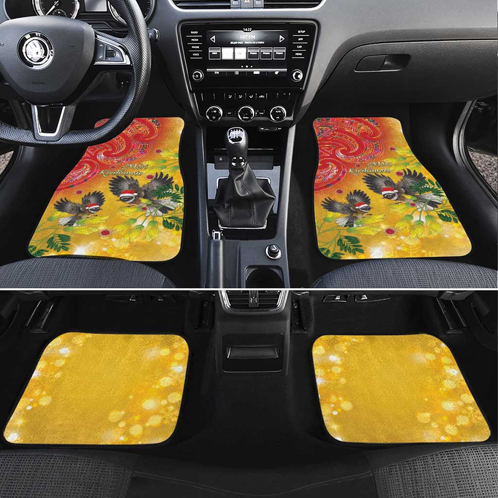 New Zealand Piwakawaka Christmas Car Mats With Maori Pattern LT05 Set 4pcs Yellow - Polynesian Pride