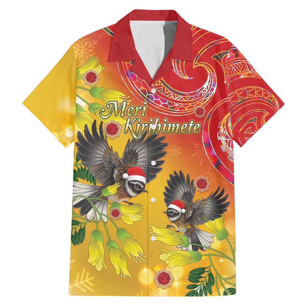 New Zealand Piwakawaka Christmas Family Matching Mermaid Dress and Hawaiian Shirt With Maori Pattern