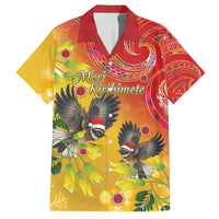 New Zealand Piwakawaka Christmas Hawaiian Shirt With Maori Pattern LT05 Yellow - Polynesian Pride