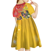 New Zealand Piwakawaka Christmas Kid Short Sleeve Dress With Maori Pattern